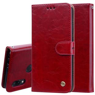 Business Style Oil Wax Texture Horizontal Flip Leather Case for Xiaomi Redmi 7, with Holder & Card Slots & Wallet (Red)