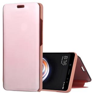 Mirror Clear View Horizontal Flip PU Leather Case for Xiaomi Redmi Note 5 Pro, with Holder (Rose Gold)