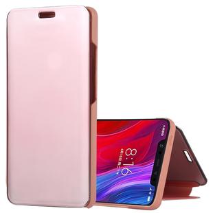 Mirror Clear View Horizontal Flip PU Leather Case for Xiaomi Mi 8, with Holder (Rose Gold)