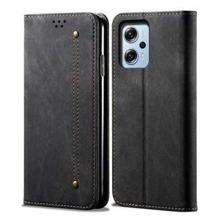 Denim Texture Leather Phone Case For Xiaomi Redmi Note 11T Pro+ / Note 12 T Pro / Poco X4 GT (Black)