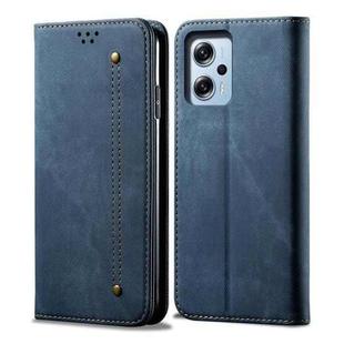 Denim Texture Leather Phone Case For Xiaomi Redmi Note 11T Pro+ / Note 12 T Pro / Poco X4 GT (Blue)