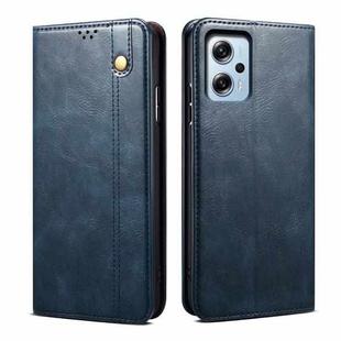 Oil Wax Crazy Horse Texture Leather Phone Case For Xiaomi Redmi Note 11T Pro+ / Note 12 T Pro / Poco X4 GT (Blue)