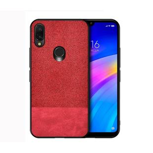 Shockproof Splicing PU + Cloth Protective Case for Xiaomi Redmi 7 (Red)