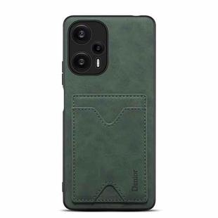 Denior PU Back Cover Card Slot Holder Phone Case For Xiaomi Redmi Note 12 Turbo / Poco F5 (Green)