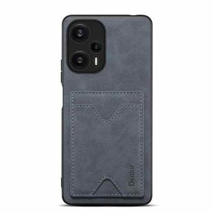 Denior PU Back Cover Card Slot Holder Phone Case For Xiaomi Redmi Note 12 Turbo / Poco F5 (Grey)