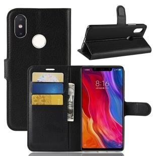 Litchi Texture Horizontal Flip Leather Case for Xiaomi Mi 8 SE, with Wallet & Holder & Card Slots (Black)