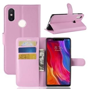Litchi Texture Horizontal Flip Leather Case for Xiaomi Mi 8 SE, with Wallet & Holder & Card Slots (Pink)