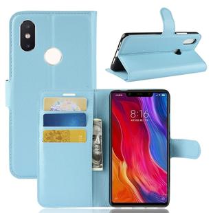 Litchi Texture Horizontal Flip Leather Case for Xiaomi Mi 8 SE, with Wallet & Holder & Card Slots (Blue)