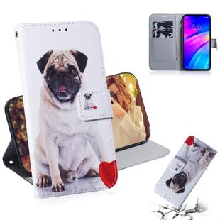 Pug Pattern Coloured Drawing Horizontal Flip Leather Case for Xiaomi Redmi 7, with Holder & Card Slots & Wallet