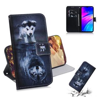 Wolf and Dog Pattern Coloured Drawing Horizontal Flip Leather Case for Xiaomi Redmi 7, with Holder & Card Slots & Wallet