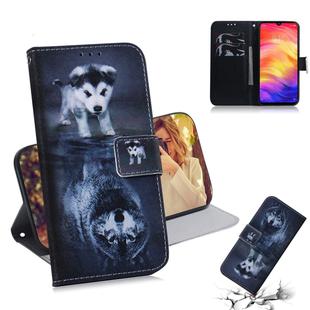 Wolf and Dog Pattern Coloured Drawing Horizontal Flip Leather Case for Xiaomi Redmi Note 7, with Holder & Card Slots & Wallet