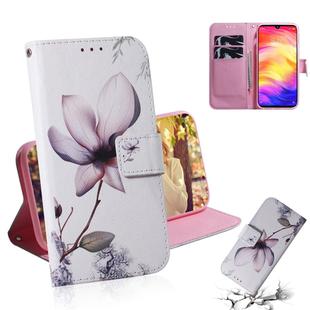 Magnolia Flower Pattern Coloured Drawing Horizontal Flip Leather Case for Xiaomi Redmi Note 7, with Holder & Card Slots & Wallet
