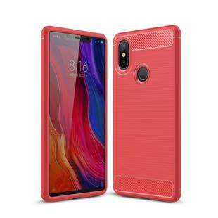 Brushed Texture Carbon Fiber Shockproof TPU Case for Xiaomi Mi 8 SE (Red)