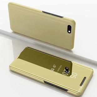 Electroplating Mirror Horizontal Flip Leather Case for Xiaomi Redmi Go , with Holder (Gold)