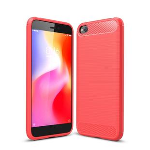 Brushed Texture Carbon Fiber Shockproof TPU Case for Xiaomi RedMi Go(Red)