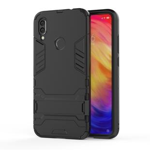 Shockproof PC + TPU Case for XiaoMi RedMi Note 7, with Holder (Black)