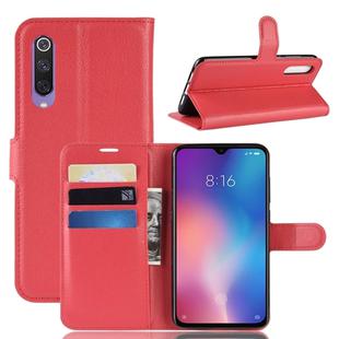 Litchi Texture Horizontal Flip Leather Case for Xiaomi Mi9 SE, with Wallet & Holder & Card Slots(Red)