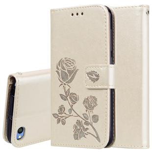 Rose Embossed Horizontal Flip PU Leather Case for Xiaomi Redmi Go, with Holder & Card Slots & Wallet(Gold)