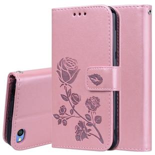 Rose Embossed Horizontal Flip PU Leather Case for Xiaomi Redmi Go, with Holder & Card Slots & Wallet(Rose Gold)