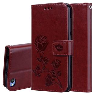 Rose Embossed Horizontal Flip PU Leather Case for Xiaomi Redmi Go, with Holder & Card Slots & Wallet(Brown)