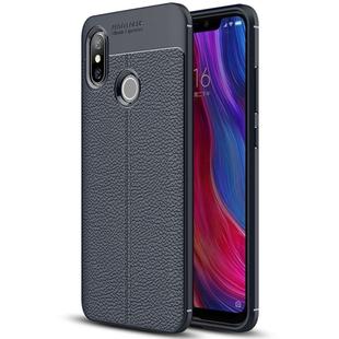 Litchi Texture TPU Protective Case for Xiaomi Mi  8(Navy Blue)