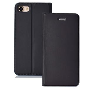 Ultra-thin Pressed Magnetic TPU+PU Leather Case for iPhone 6/6s, with Card Slot & Holder (Black)