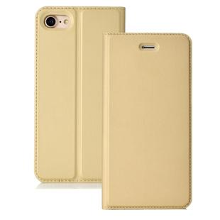 Ultra-thin Pressed Magnetic TPU+PU Leather Case for iPhone 6/6s, with Card Slot & Holder (Gold)