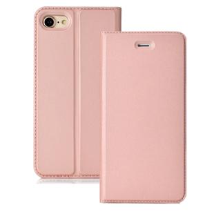 Ultra-thin Pressed Magnetic TPU+PU Leather Case for iPhone 7 & 8, with Card Slot & Holder (Rose Gold)