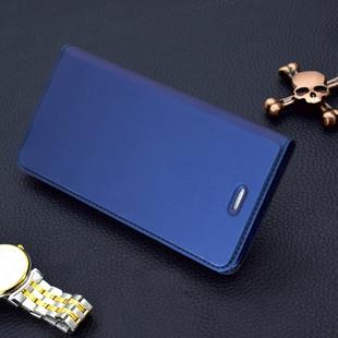 Ultra-thin Pressed Magnetic TPU+PU Leather Case for iPhone 6 Plus & 6s Plus, with Card Slot & Holder (Blue)