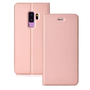 Ultra-thin Pressed Magnetic Card TPU+PU Leather Case for Galaxy S9+, with Card Slot & Holder