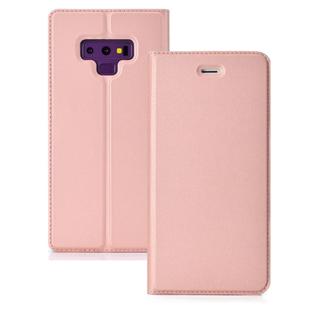 Ultra-thin Pressed Magnetic TPU+PU Leathe Case for Galaxy Note 9, with Card Slot & Holder (Rose Gold)