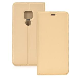 Ultra-thin Pressed Magnetic TPU+PU Leathe Case for Huawei Mate 20, with Card Slot & Holder (Gold)