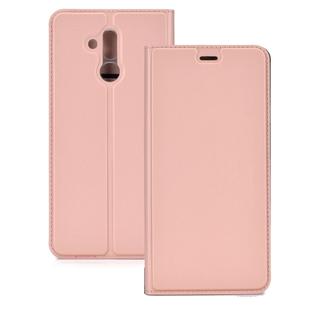 Ultra-thin Pressed Magnetic TPU+PU Leathe Case for Huawei Mate 20 Lite, with Card Slot & Holder (Rose Gold)