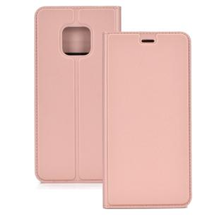 Ultra-thin Pressed Magnetic TPU+PU Leathe Case for Huawei Mate 20 Pro, with Card Slot & Holder (Rose Gold)