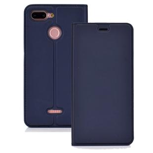 Ultra-thin Pressed Magnetic TPU+PU Leathe Case for Xiaomi Redmi 6, with Card Slot & Holder (Blue)