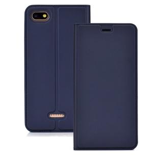 Ultra-thin Pressed Magnetic TPU+PU Leathe Case for Xiaomi Redmi 6A, with Card Slot & Holder (Blue)