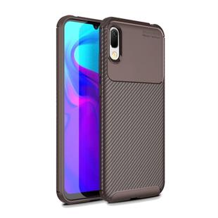Beetle Series Carbon Fiber Texture Shockproof TPU Case for Huawei Y6 Pro (2019) (Brown)