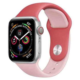 Double Colors Silicone Watch Band for Apple Watch Series 3 & 2 & 1 42mm (Rose Red+Light Pink)