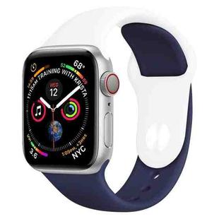 Double Colors Silicone Watch Band for Apple Watch Series 3 & 2 & 1 38mm (White+Dark Blue)