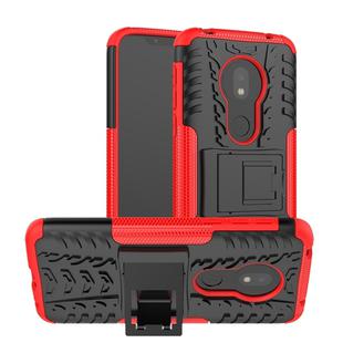 Tire Texture TPU+PC Shockproof Case for Motorola Moto G7 Play, with Holder (Red)