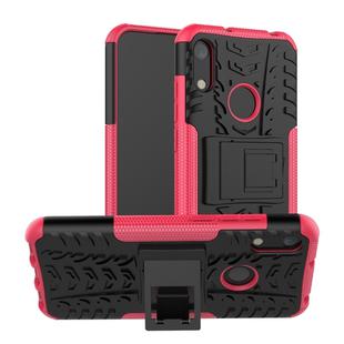 Tire Texture TPU+PC Shockproof Phone Case for Huawei Honor 8A / Y6 2019, with Holder (Pink)