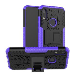 Tire Texture TPU+PC Shockproof Phone Case for Huawei Honor 8A / Y6 2019, with Holder (Purple)