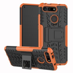 Tire Texture TPU+PC Shockproof Phone Case for Huawei Honor V20, with Holder (Orange)