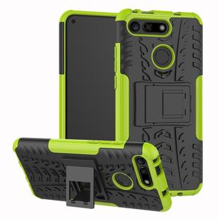 Tire Texture TPU+PC Shockproof Phone Case for Huawei Honor V20, with Holder (Green)