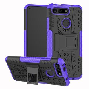 Tire Texture TPU+PC Shockproof Phone Case for Huawei Honor V20, with Holder (Purple)