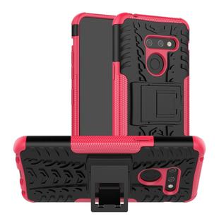 Tire Texture TPU+PC Shockproof Phone Case for LG G8 ThinQ, with Holder (Pink)