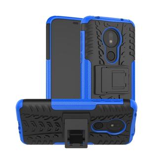 Tire Texture TPU+PC Shockproof Phone Case for Motorola Moto G7 Power, with Holder (Blue)