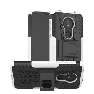 Tire Texture TPU+PC Shockproof Phone Case for Motorola Moto G7 Power, with Holder (White)
