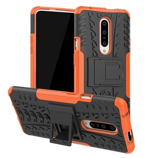 Tire Texture TPU+PC Shockproof Phone Case for OnePlus 7, with Holder (Orange)