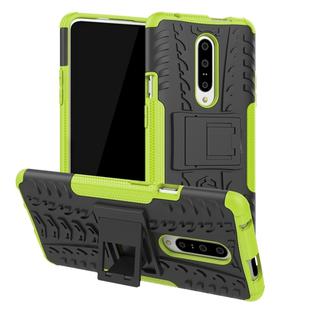 Tire Texture TPU+PC Shockproof Phone Case for OnePlus 7, with Holder (Green)